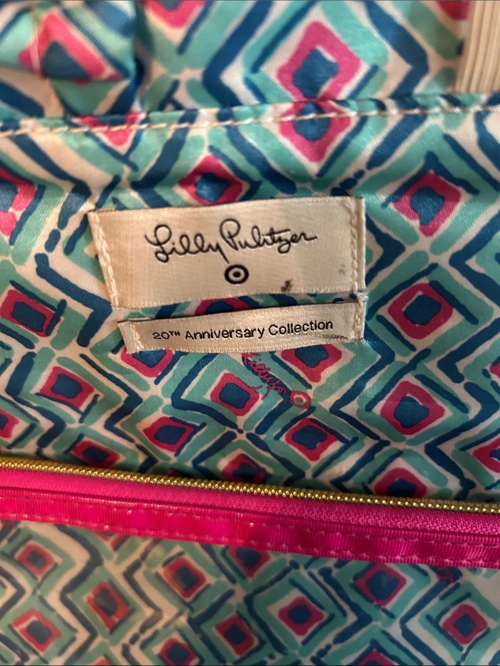 Lilly Pulitzer Teal and Pink Hanging Makeup Organizer